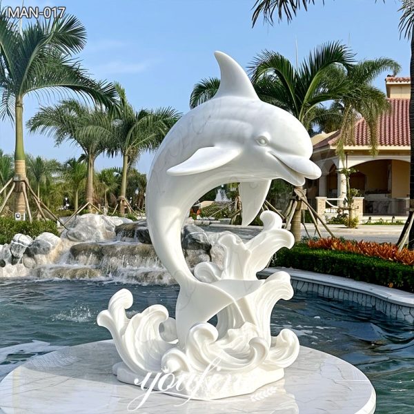 Outdoor Marble Dolphin Statue Pool Decoration for Sale