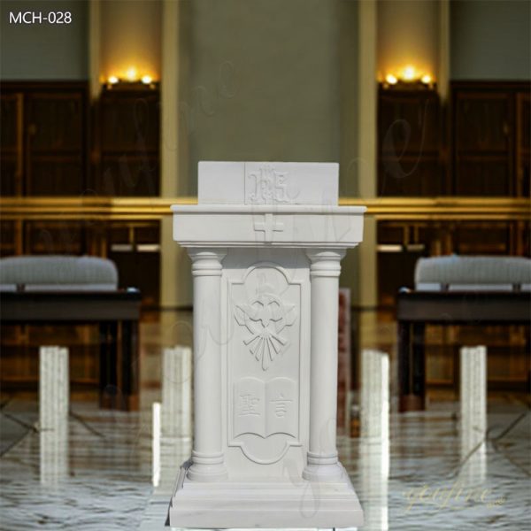 Pure Natural White Marble Pulpit for Church