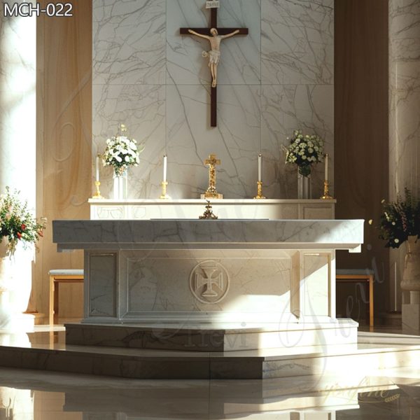 Simple Natural White Marble Altar for Church