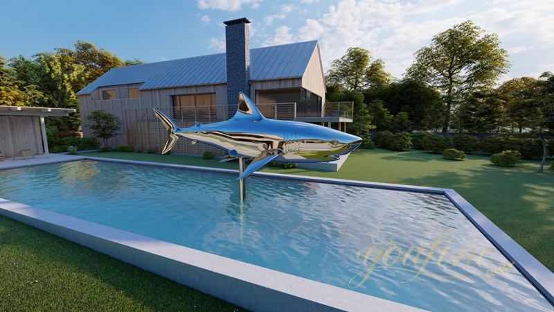 Stainless Steel Art Great White Shark Sculpture for Sale