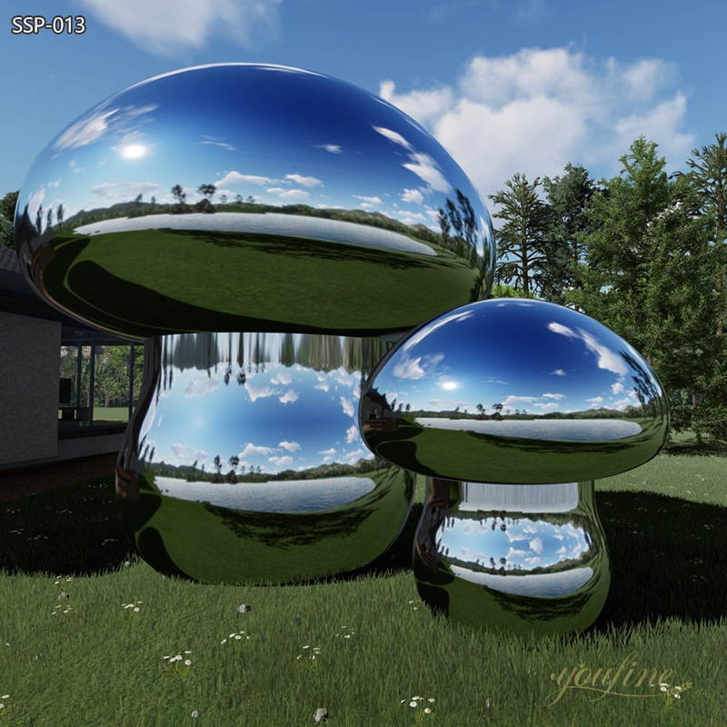 Mirror Polished Stainless Steel Giant Mushroom Sculpture for Garden Decor Mirror Polished Stainless Steel Giant Mushroom Sculpture for Garden Decor