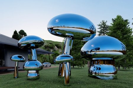 Stainless Steel Giant Mushroom Sculpture for Garden