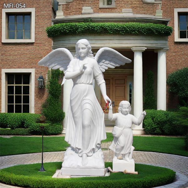 White-Marble-Angel-Statue-with-a-Little-Girl-on-Sale-2