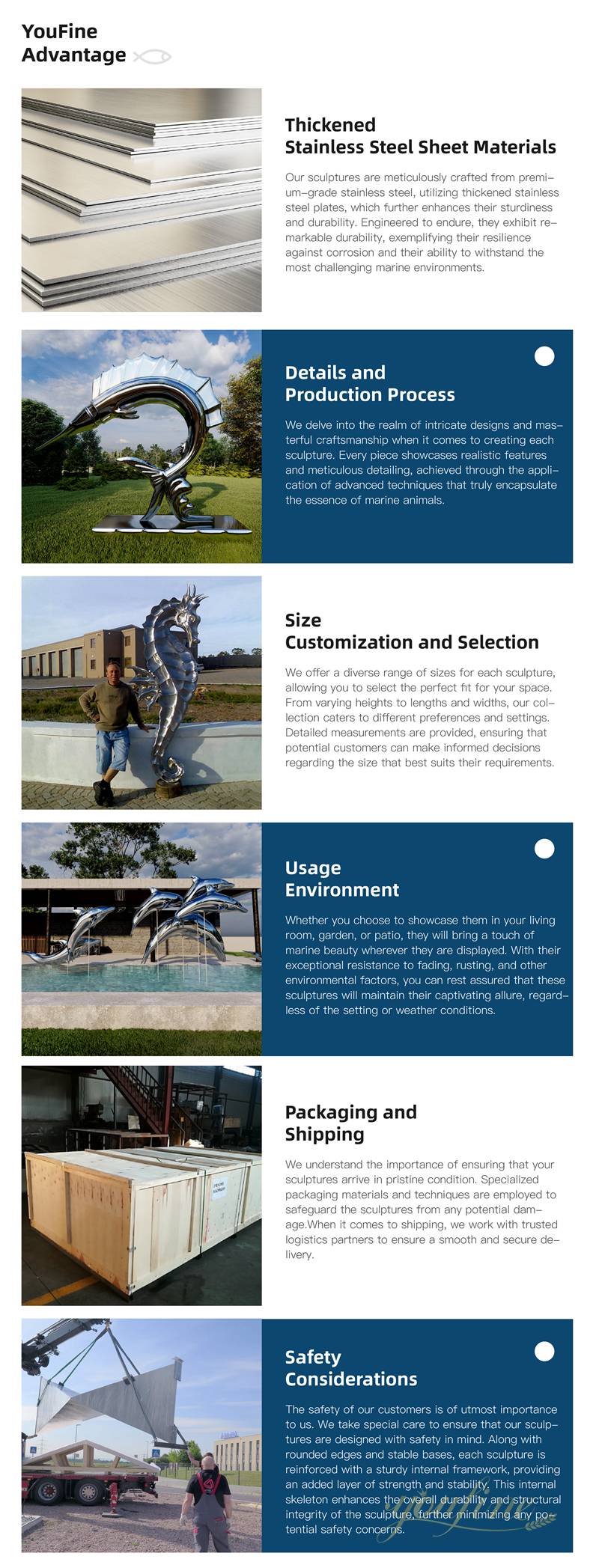 YOUFINE sea animal statue made of stainless steel for sale