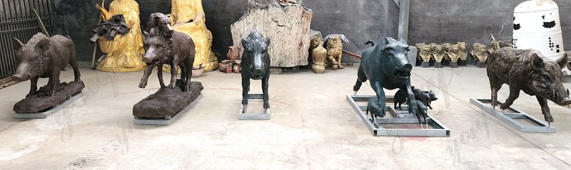 lifesize Bronze Boar Sculpture