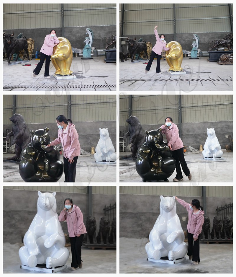 lifesize bronze polar bear sculpture