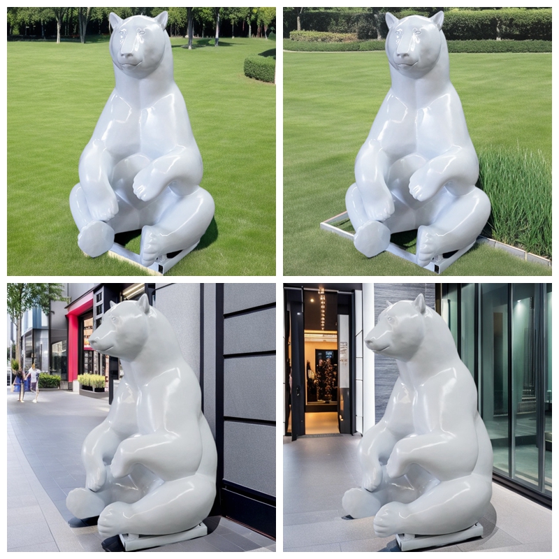 polar bear bronze sculpture