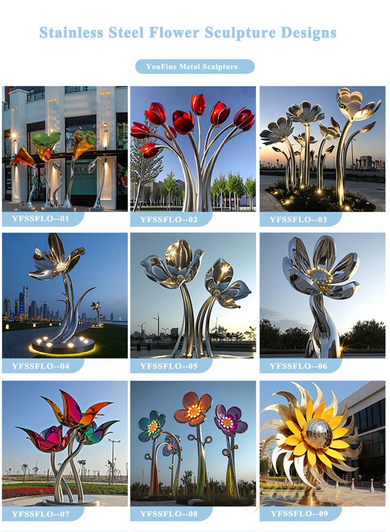 stainless steel flower sculpture