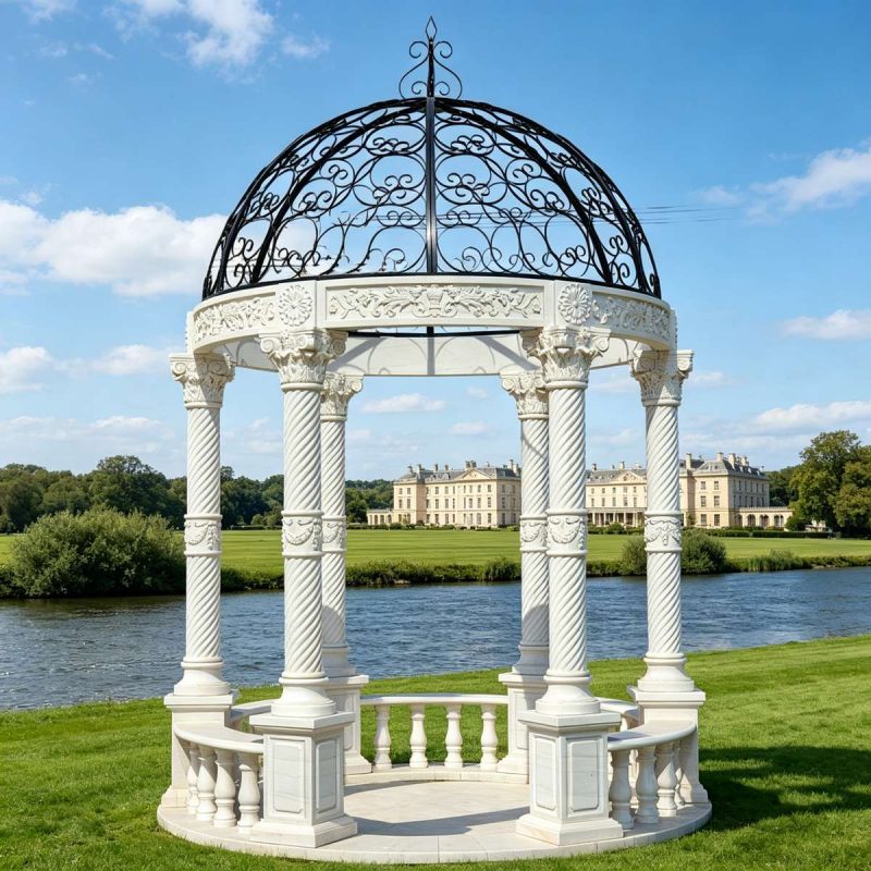 high quality white marble gazebo for outdoor