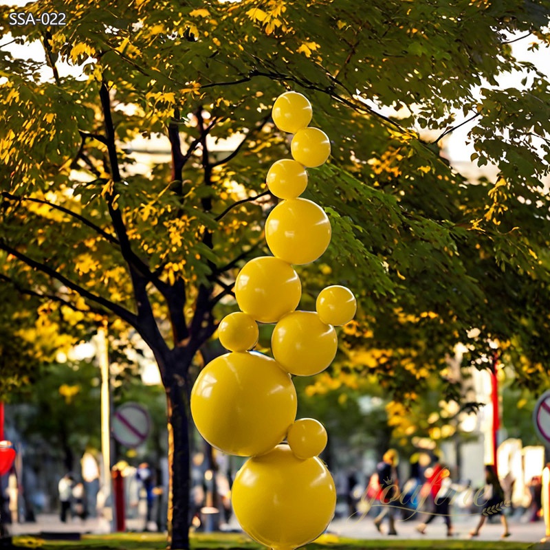 Bright Stainless Steel Balloon-like Sphere Sculpture for Street