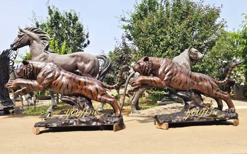 Bronze life size tiger sculptures