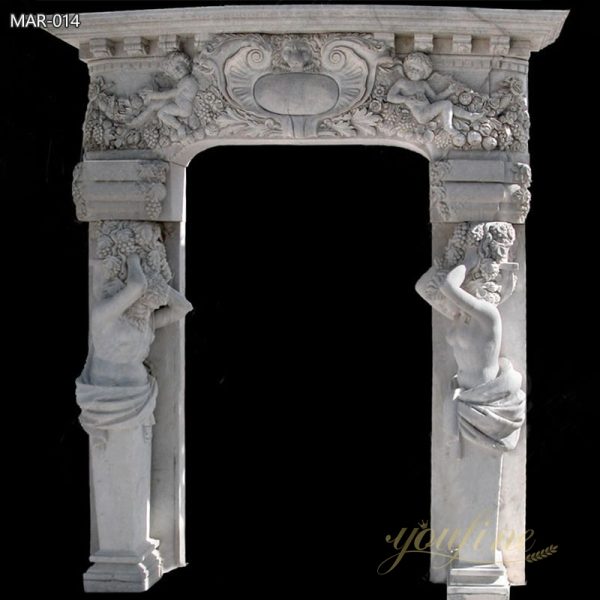 Hand-carved Mythical Feast Marble Doorway for Sale