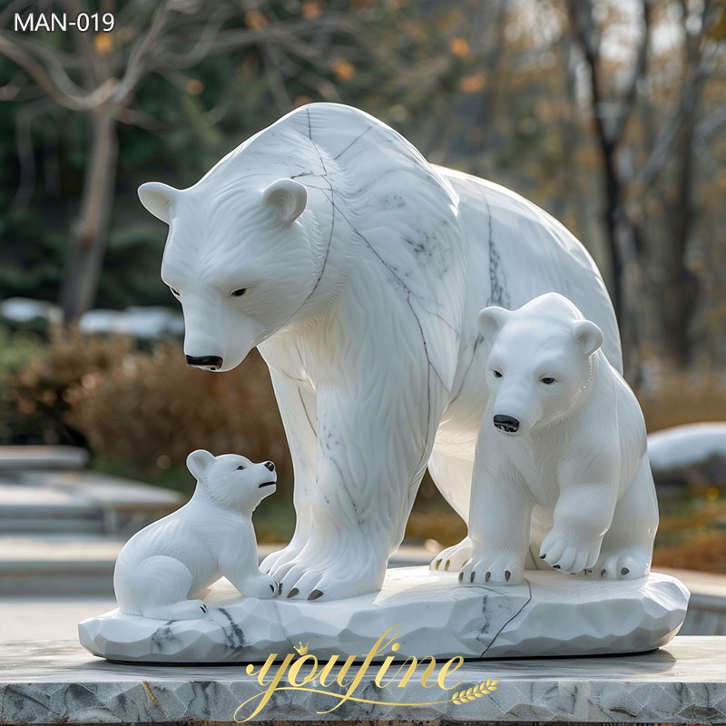 Large Marble Polar Bear Sculpture Outdoor Decor for Sale