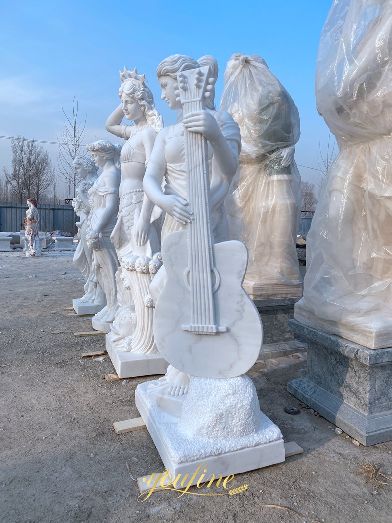 Marble Lady statue Lady Playing Guitar Sculpture 2