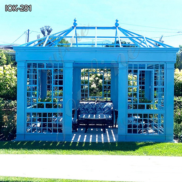 Wrought Iron Glass Greenhouse Gazebo Garden Structures for Sale