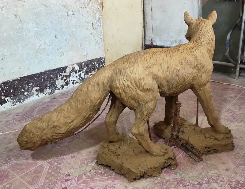bronze fox statue clay model
