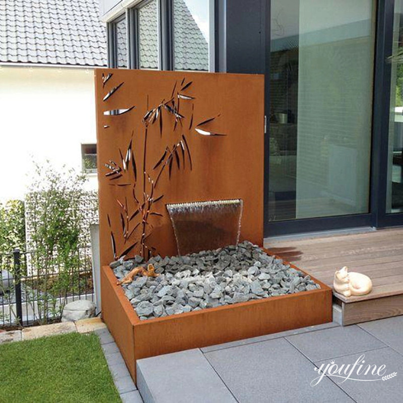 corten steel fountain sculpture for outdoors