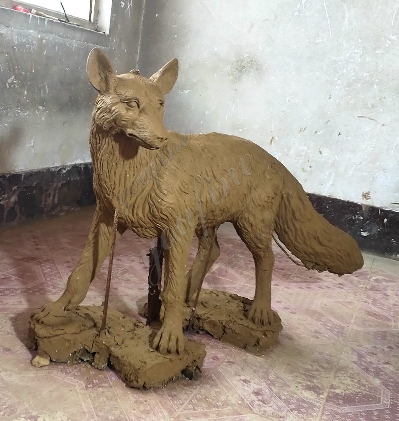 fox sculpture clay model