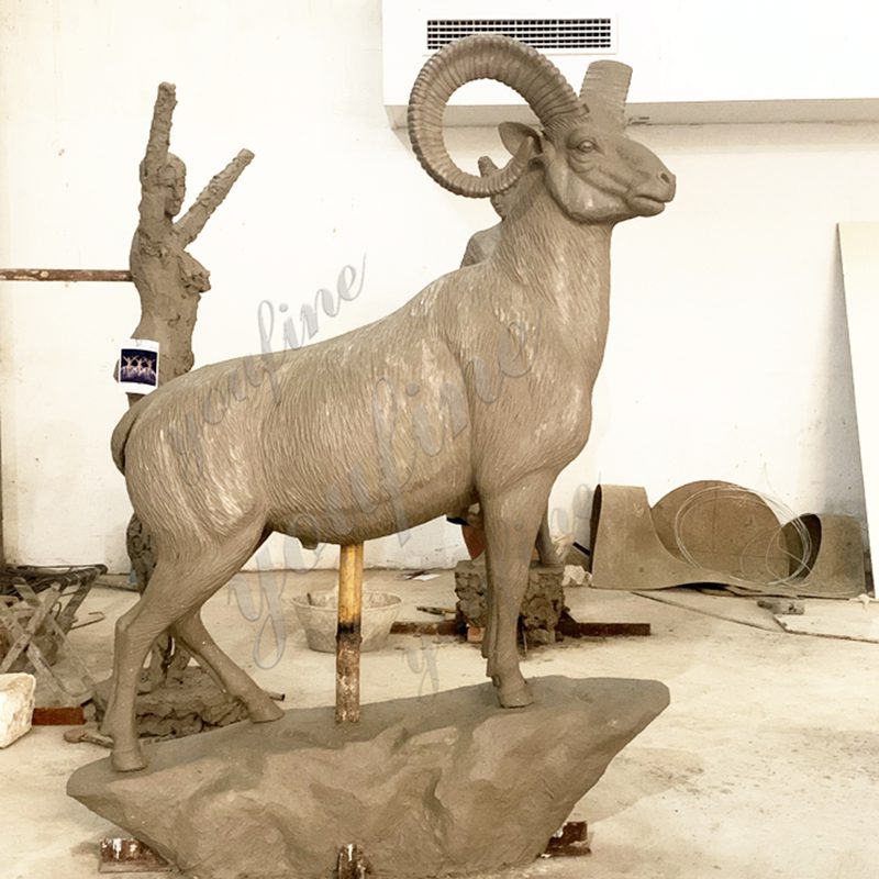 goat statue art clay model