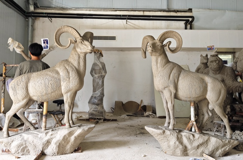 goat statue clay model