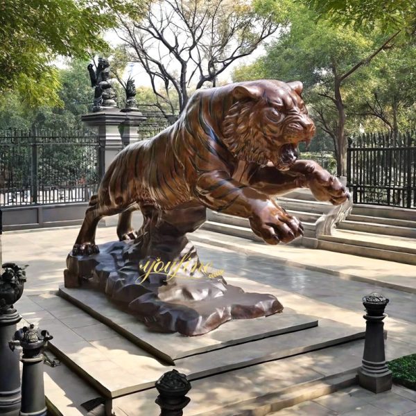 large bronze black tiger sculpture