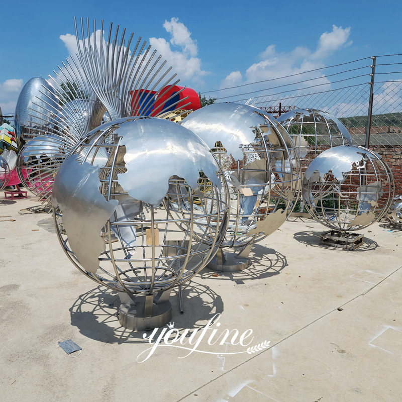large metal globe sculpture