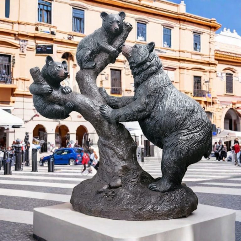 Brown Cantabric Bear and Cub Statue BAN-064