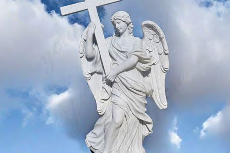Famous Roman Marble Angel with Cross Statue for Sale