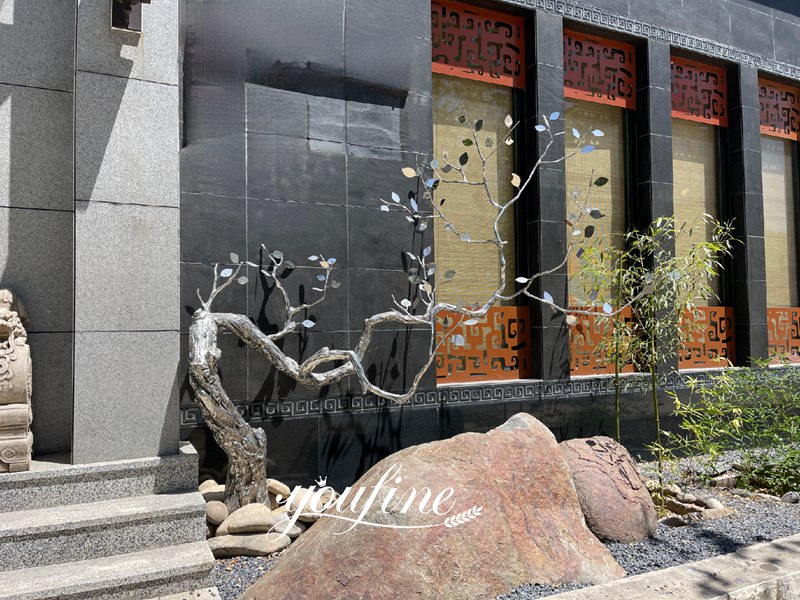 metal tree sculpture for outdoor decor