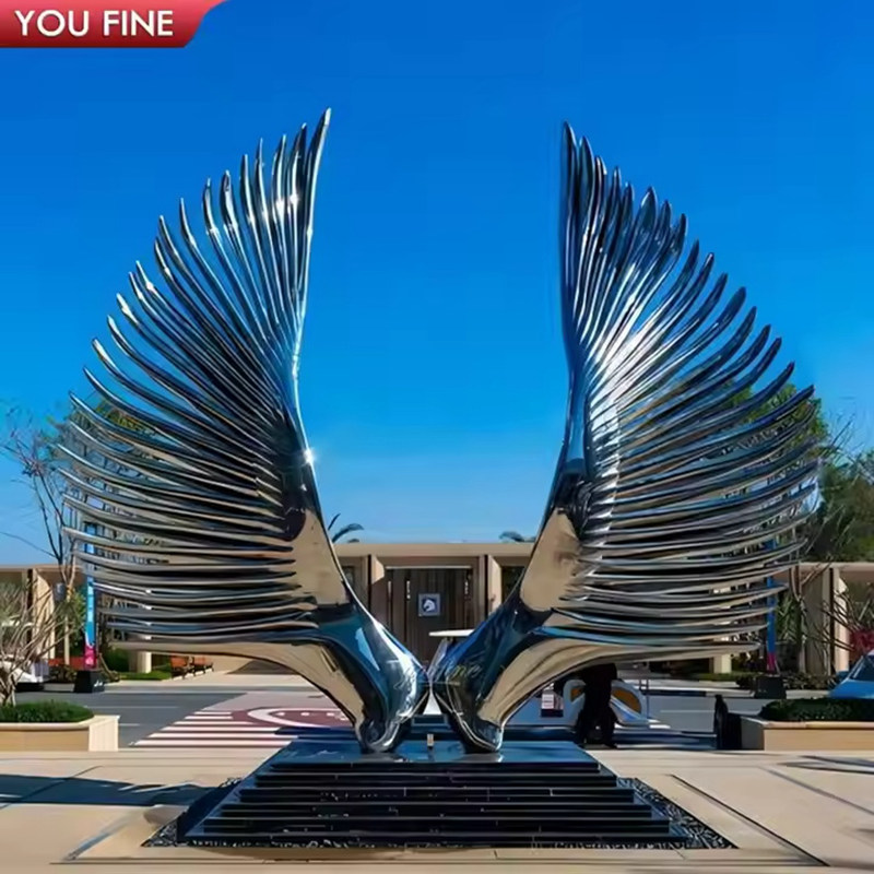modern metal wings sculpture for outdoor decor