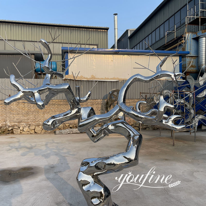 polished stainless steel tree sculpture