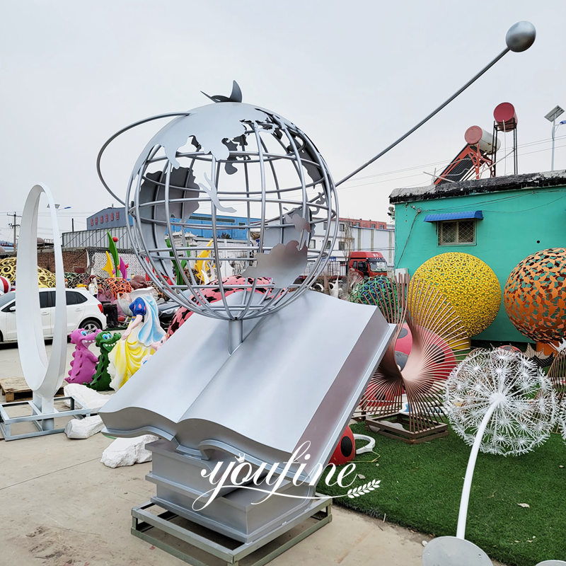 stainless steel metal globe sculpture