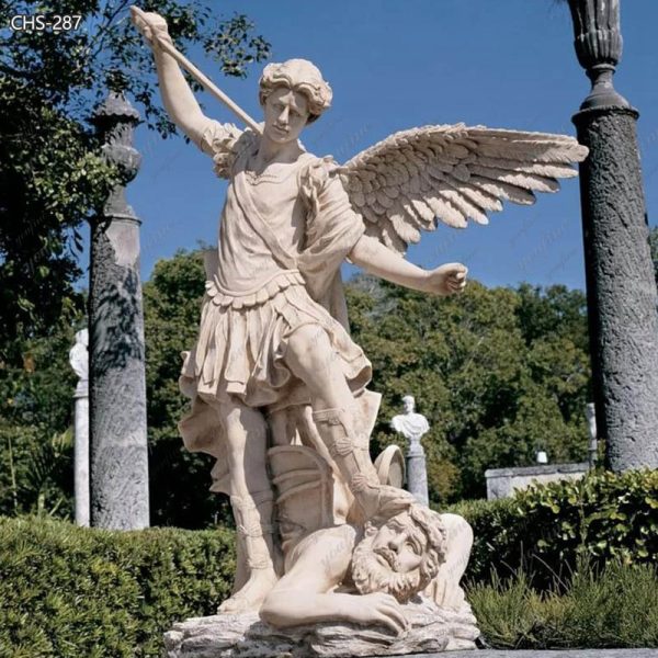 Archangel Michael Slaying the Devil Marble Statue