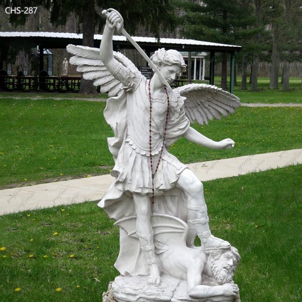 Archangel Michael Slaying the Devil Marble Statue