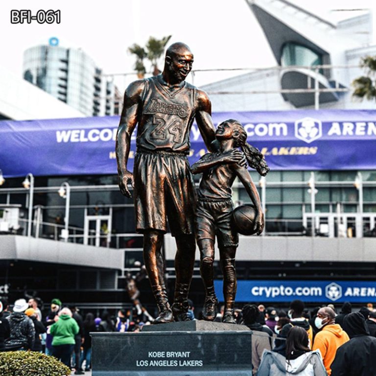 Bronze Basketball Player Statue Kobe Bryant with Daughter Art for Sale