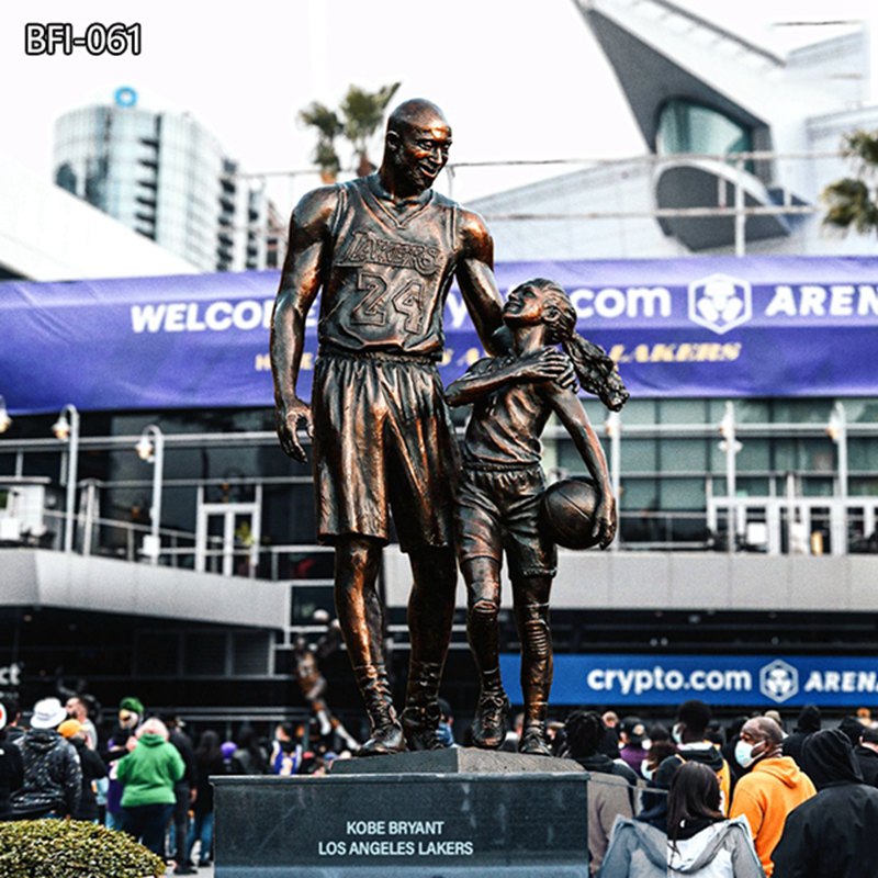 Bronze Basketball Player Statue Kobe Bryant with Daughter Art for Sale