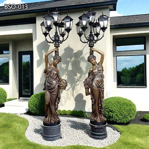 Bronze Lady Statue Lamp for Sale