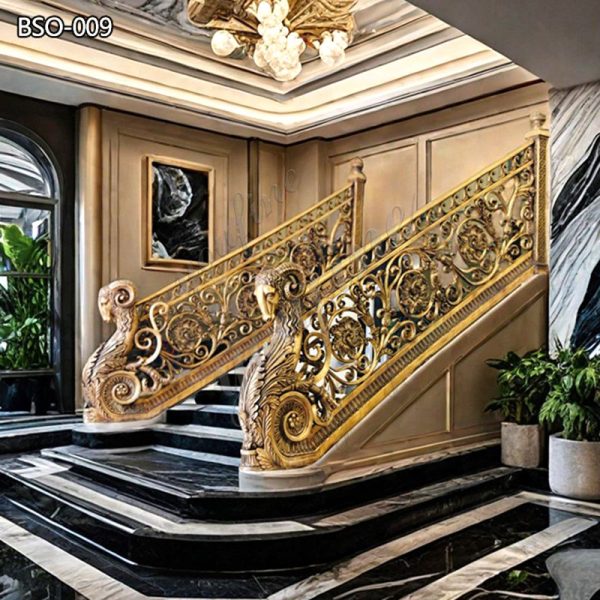Bronze Rams Head statue Banister