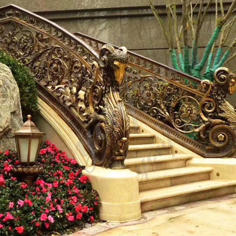 Bronze Rams Head statue Staircase