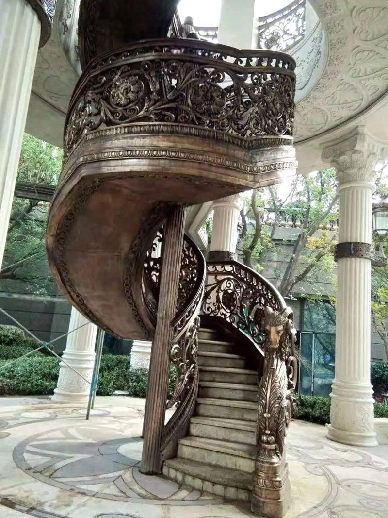 Bronze Stairwell Rams Head statue