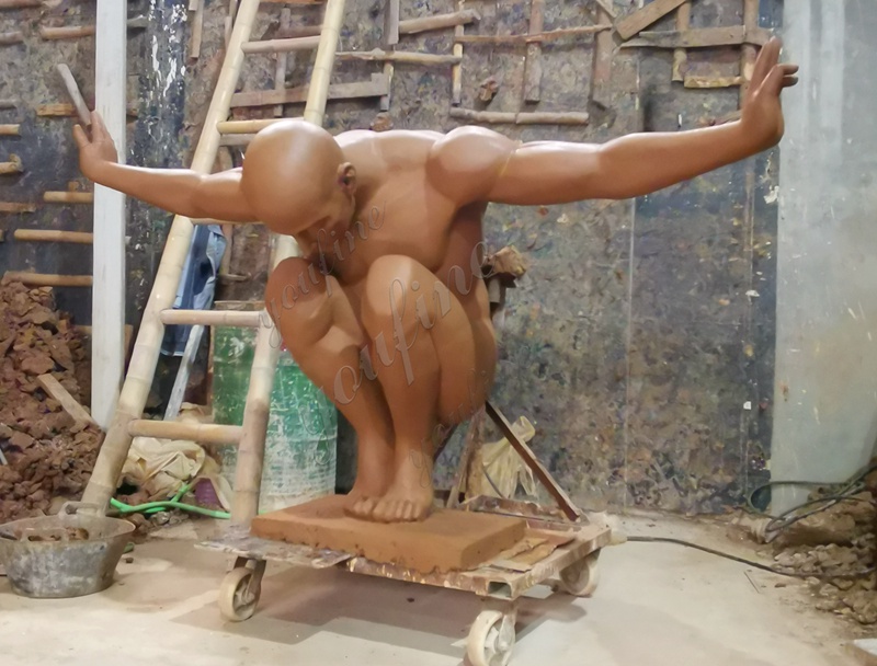 Diving sculpture clay model