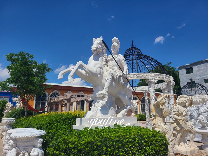 Marble Warrior Statue riding Horse for sale