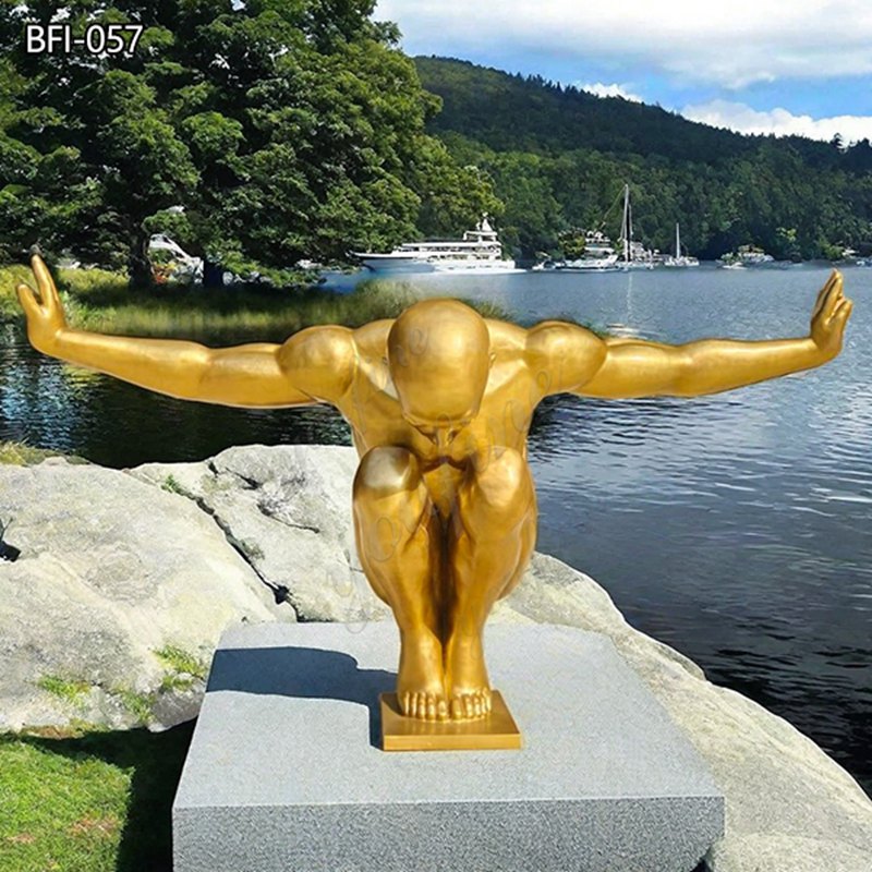Life Size Bronze Diving Man Sculpture Swimmer Sports Statue Wholesale