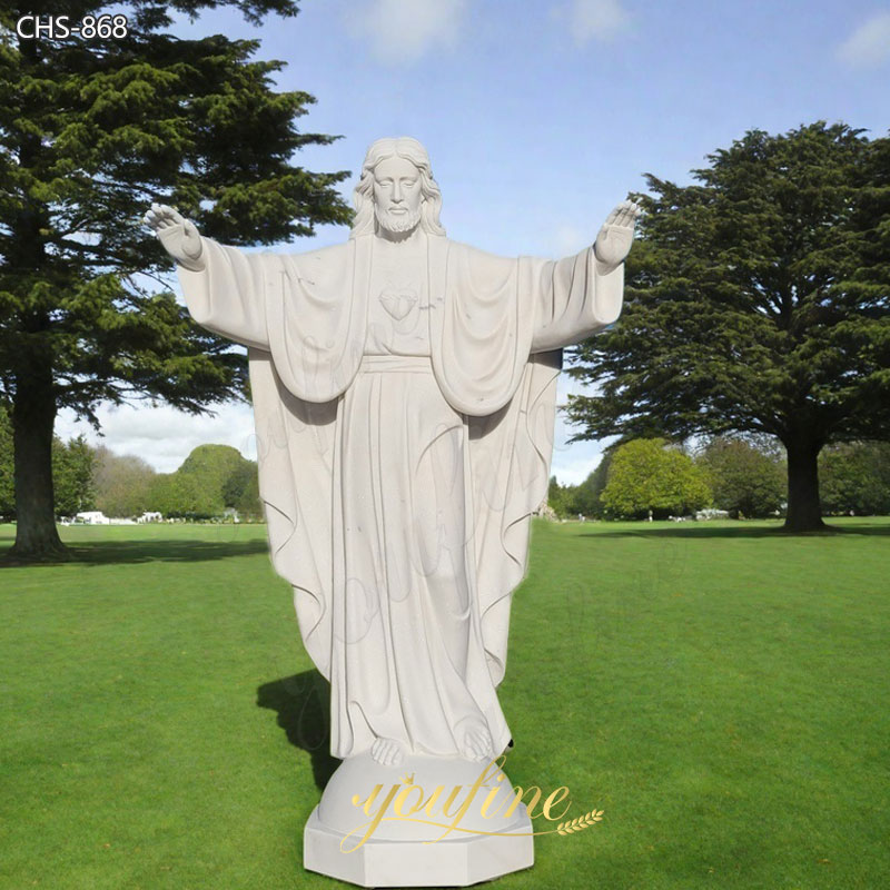 Marble Jesus Statue with Open Hands for Church