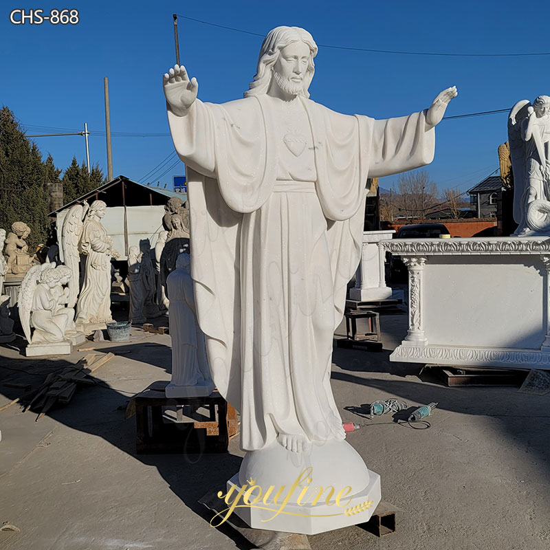 Marble Jesus Statue with Open Hands
