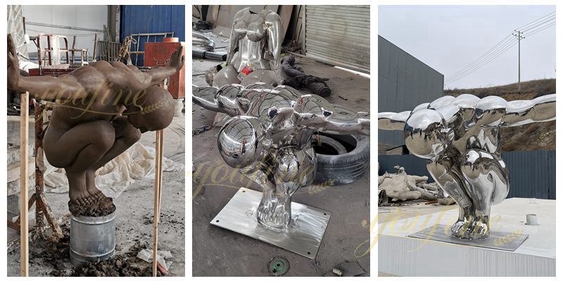 Modern Diving Metal Human Sculpture for Sale