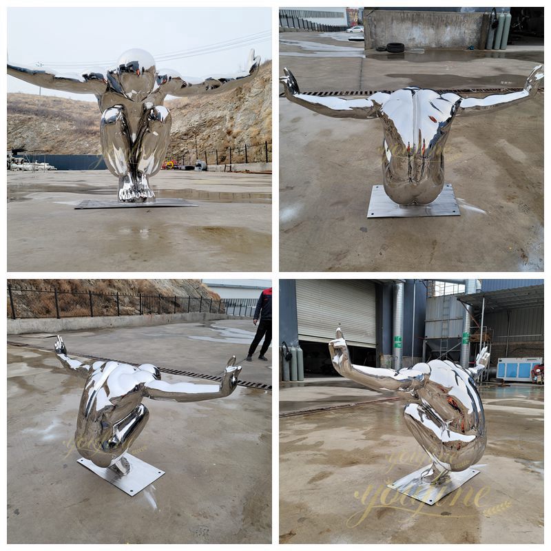 Modern Diving Metal Human Sculpture for Sale