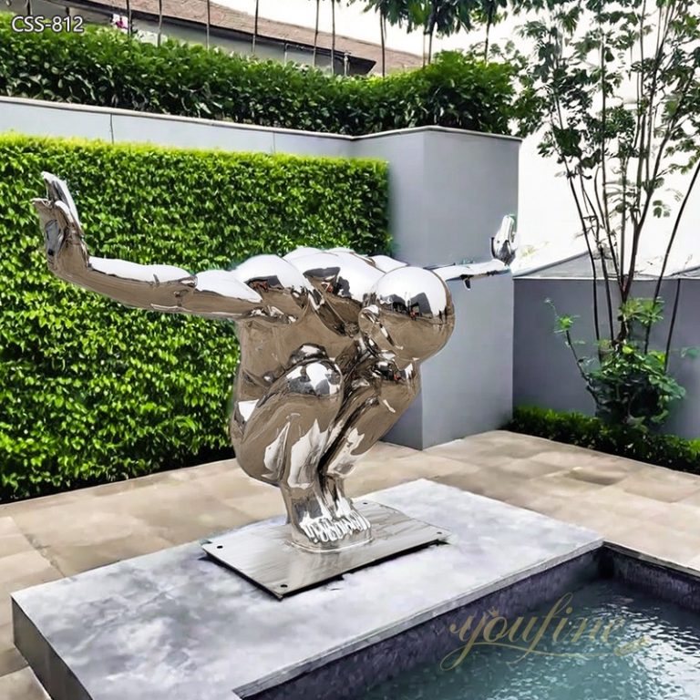 Modern Diving Metal Human Sculpture for Sale