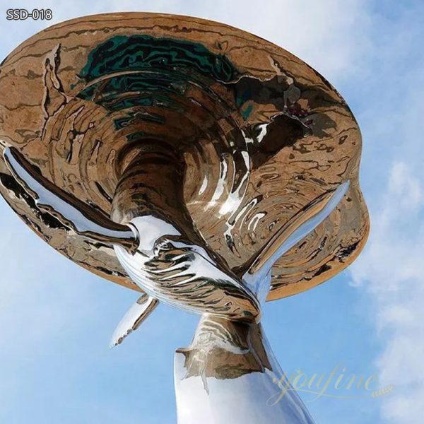 Stainless Steel Large Beach Light Whale Sculpture