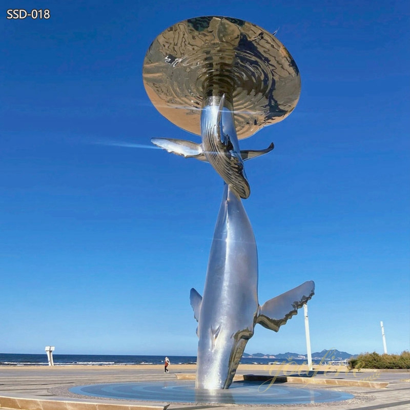 Stainless Steel Large Beach Light Whale Sculpture